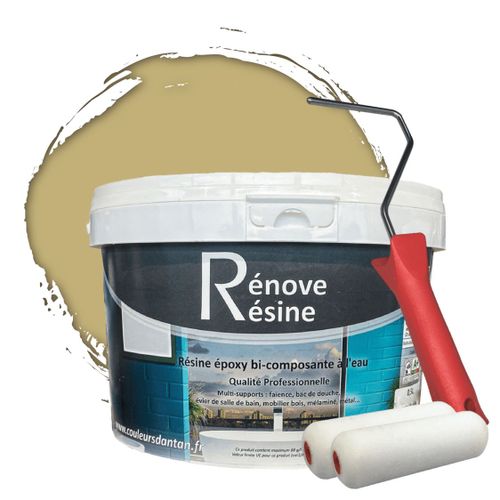 Peinture Résine multisupport Intérieur pour Faïence, Carrelage, Douche, Baignoire 5m² - RAL 1001 Beige + Kit d'application OFFERT