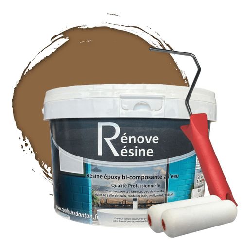 Peinture Résine multisupport Intérieur pour Faïence, Carrelage, Douche, Baignoire 5m² - RAL 1011 Beige brun + Kit d'application OFFERT