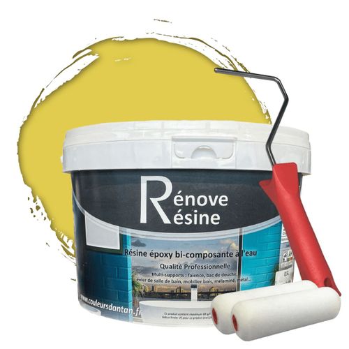 Peinture Résine multisupport Intérieur pour Faïence, Carrelage, Douche, Baignoire 5m² - RAL 1014 Ivoire + Kit d'application OFFERT