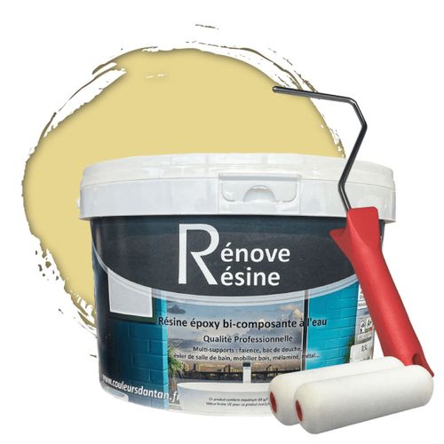 Peinture Résine multisupport Intérieur pour Faïence, Carrelage, Douche, Baignoire 5m² - RAL 1015 Ivoire clair + Kit d'application OFFERT