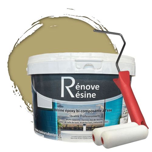 Peinture Résine multisupport Intérieur pour Faïence, Carrelage, Douche, Baignoire 5m² - RAL 1019 Beige gris + Kit d'application OFFERT