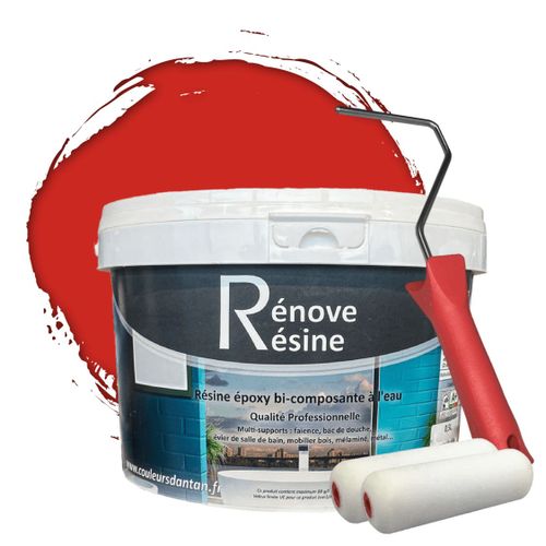 Peinture Résine multisupport Intérieur pour Faïence, Carrelage, Douche, Baignoire 5m² - RAL 2002 Orangé sang + Kit d'application OFFERT