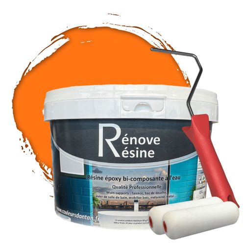 Peinture Résine multisupport Intérieur pour Faïence, Carrelage, Douche, Baignoire 5m² - RAL 2003 Orangé pastel + Kit d'application OFFERT