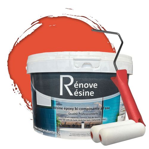 Peinture Résine multisupport Intérieur pour Faïence, Carrelage, Douche, Baignoire 5m² - RAL 2012 Orangé saumon + Kit d'application OFFERT