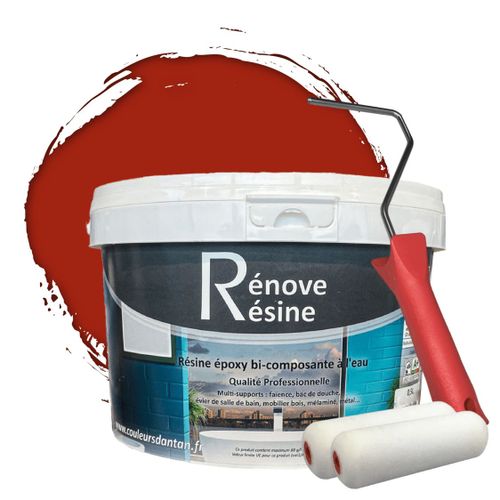 Peinture Résine multisupport Intérieur pour Faïence, Carrelage, Douche, Baignoire 5m² - RAL 3013 Rouge tomate + Kit d'application OFFERT