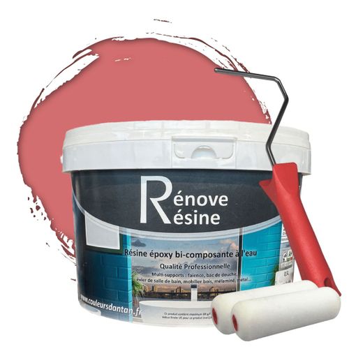 Peinture Résine multisupport Intérieur pour Faïence, Carrelage, Douche, Baignoire 5m² - RAL 3014 Vieux rose + Kit d'application OFFERT