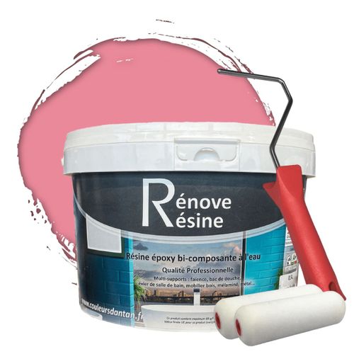 Peinture Résine multisupport Intérieur pour Faïence, Carrelage, Douche, Baignoire 5m² - RAL 3015 Rose clair + Kit d'application OFFERT