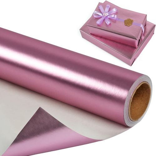 Rouleau De Papier Cadeau Doré Rose Métallisé Mat Pour Filles Et Femmes, 43 Cm X 10 M, Pour Mariage, Anniversaire, Noël, Fête Prénatale, Remise De Diplôme