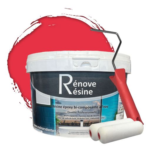 Peinture Résine multisupport Intérieur pour Faïence, Carrelage, Douche, Baignoire 5m² - RAL 3017 Rosé + Kit d'application OFFERT