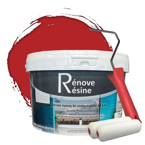 Peinture Résine multisupport Intérieur pour Faïence, Carrelage, Douche, Baignoire 5m² - RAL 3031 Rouge oriental + Kit d'application OFFERT
