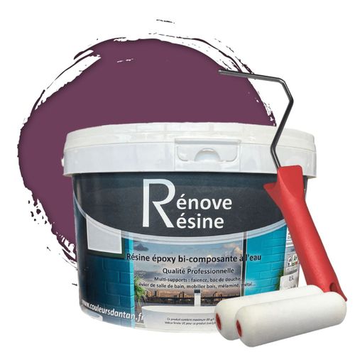 Peinture Résine multisupport Intérieur pour Faïence, Carrelage, Douche, Baignoire 5m² - RAL 4001 Lilas rouge + Kit d'application OFFERT