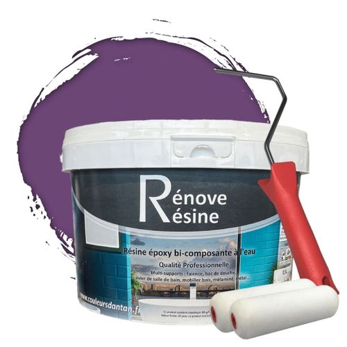 Peinture Résine multisupport Intérieur pour Faïence, Carrelage, Douche, Baignoire 5m² - RAL 4005 Lilas bleu + Kit d'application OFFERT