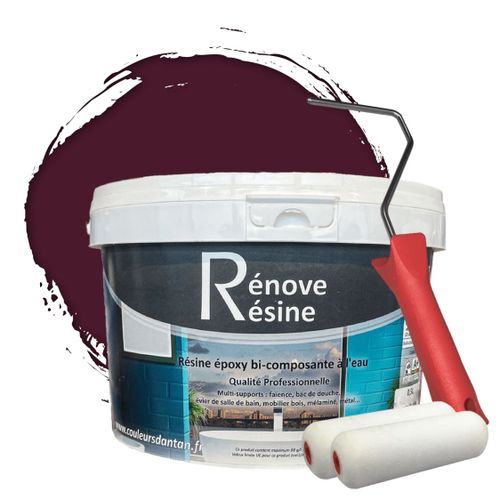 Peinture Résine multisupport Intérieur pour Faïence, Carrelage, Douche, Baignoire 5m² - RAL 4007 Violet pourpre + Kit d'application OFFERT