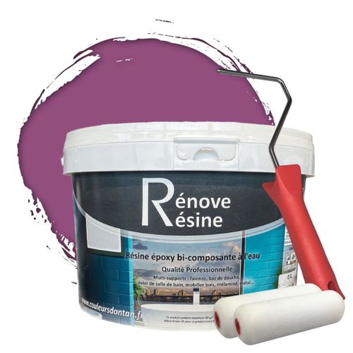 Peinture Résine multisupport Intérieur pour Faïence, Carrelage, Douche, Baignoire 5m² - RAL 4008 Violet de sécurité + Kit d'application OFFERT