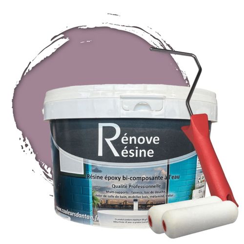 Peinture Résine multisupport Intérieur pour Faïence, Carrelage, Douche, Baignoire 5m² - RAL 4009 Violet pastel + Kit d'application OFFERT