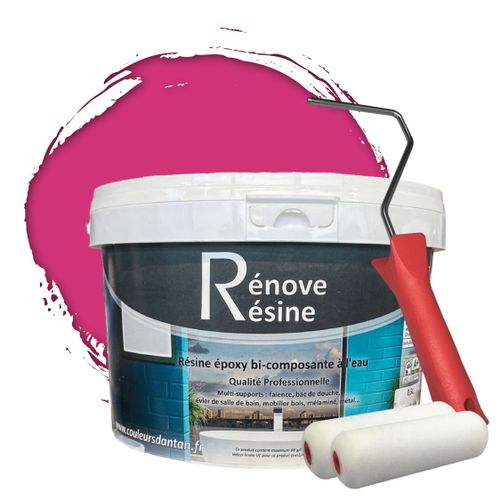 Peinture Résine multisupport Intérieur pour Faïence, Carrelage, Douche, Baignoire 5m² - RAL 4010 Telemagenta + Kit d'application OFFERT