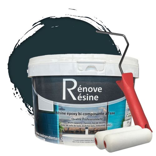Peinture Résine multisupport Intérieur pour Faïence, Carrelage, Douche, Baignoire 5m² - RAL 5001 Bleu vert + Kit d'application OFFERT