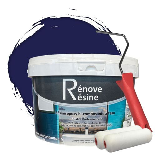 Peinture Résine multisupport Intérieur pour Faïence, Carrelage, Douche, Baignoire 5m² - RAL 5002 Bleu outremer + Kit d'application OFFERT