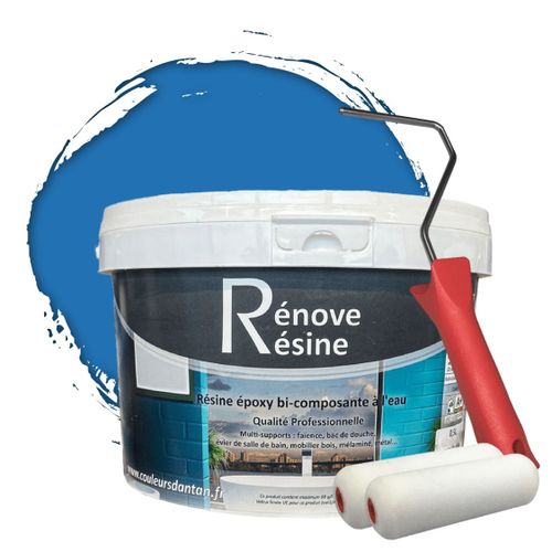 Peinture Résine multisupport Intérieur pour Faïence, Carrelage, Douche, Baignoire 5m² - RAL 5015 Bleu ciel + Kit d'application OFFERT