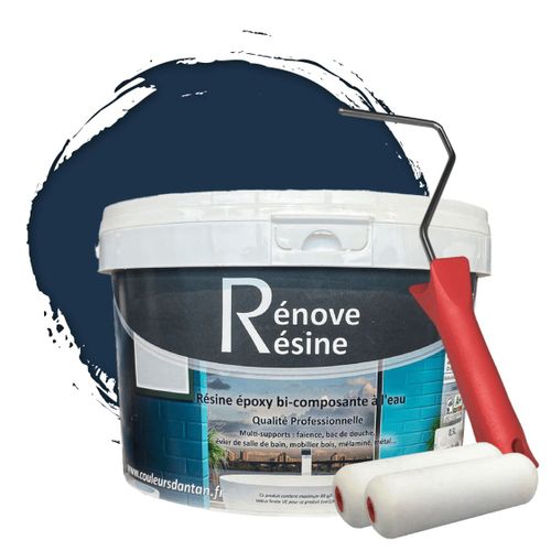 Peinture Résine multisupport Intérieur pour Faïence, Carrelage, Douche, Baignoire 5m² - RAL 5020 Bleu océan + Kit d'application OFFERT