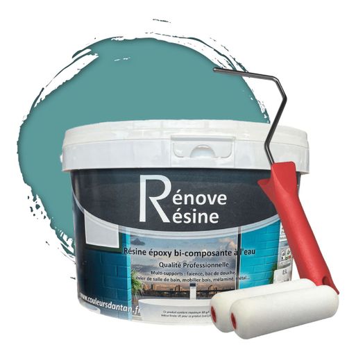 Peinture Résine multisupport Intérieur pour Faïence, Carrelage, Douche, Baignoire 5m² - RAL 5024 Bleu pastel + Kit d'application OFFERT