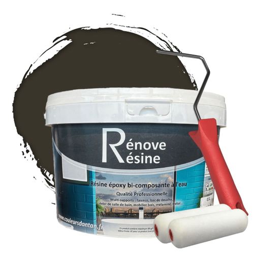 Peinture Résine multisupport Intérieur pour Faïence, Carrelage, Douche, Baignoire 5m² - RAL 6008 Vert brun + Kit d'application OFFERT
