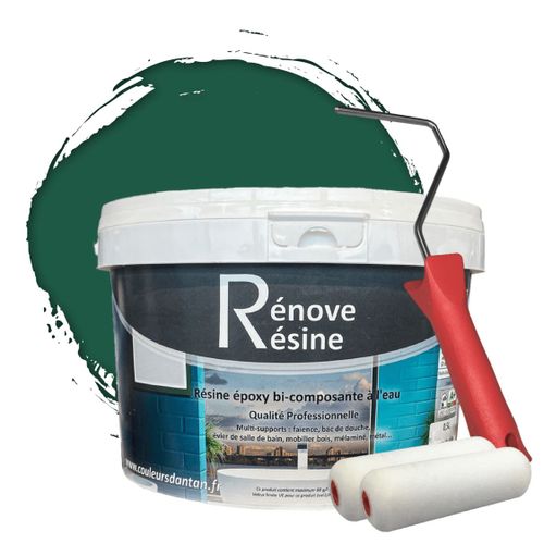 Peinture Résine multisupport Intérieur pour Faïence, Carrelage, Douche, Baignoire 5m² - RAL 6016 Vert turquoise + Kit d'application OFFERT