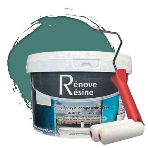Peinture Résine multisupport Intérieur pour Faïence, Carrelage, Douche, Baignoire 5m² - RAL 6033 Turquoise menthe + Kit d'application OFFERT