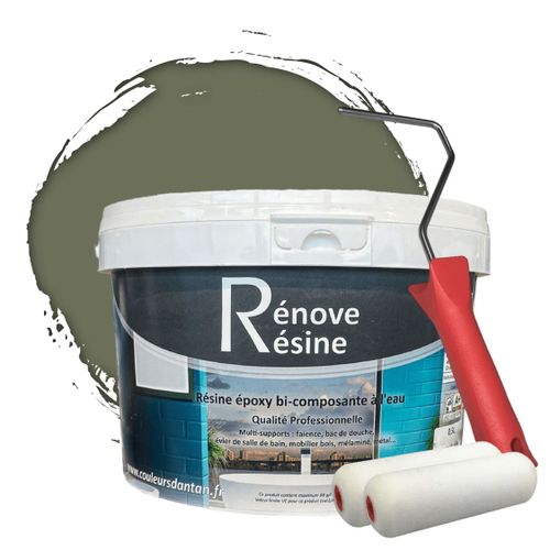 Peinture Résine multisupport Intérieur pour Faïence, Carrelage, Douche, Baignoire 5m² - RAL 7003 Gris mousse + Kit d'application OFFERT