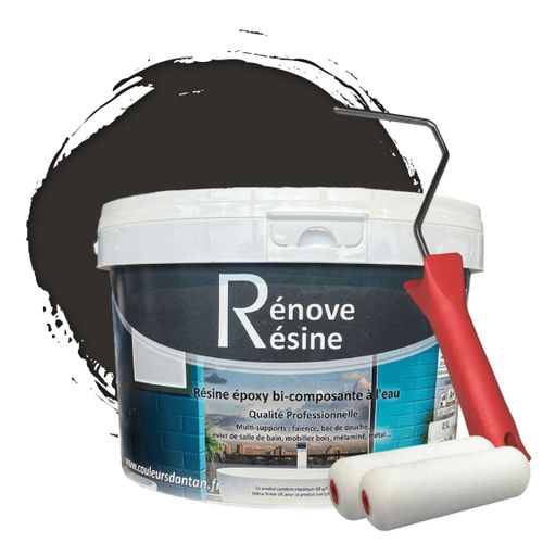Peinture Résine multisupport Intérieur pour Faïence, Carrelage, Douche, Baignoire 5m² - RAL 7022 Gris terre dombre + Kit d'application OFFERT