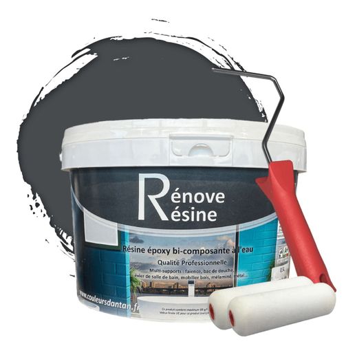 Peinture Résine multisupport Intérieur pour Faïence, Carrelage, Douche, Baignoire 5m² - RAL 7031 Gris bleu + Kit d'application OFFERT