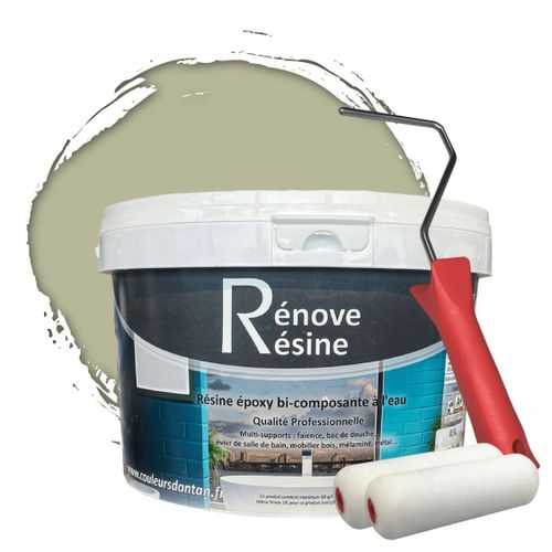 Peinture Résine multisupport Intérieur pour Faïence, Carrelage, Douche, Baignoire 5m² - RAL 7032 Gris silex + Kit d'application OFFERT