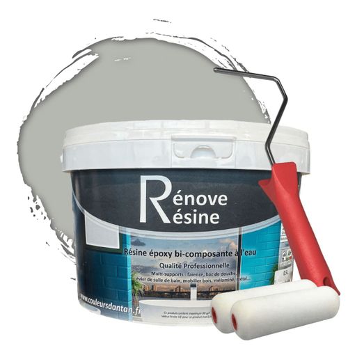 Peinture Résine multisupport Intérieur pour Faïence, Carrelage, Douche, Baignoire 5m² - RAL 7038 Gris agate + Kit d'application OFFERT