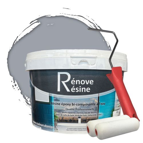 Peinture Résine multisupport Intérieur pour Faïence, Carrelage, Douche, Baignoire 5m² - RAL 7040 Gris fenêtre + Kit d'application OFFERT