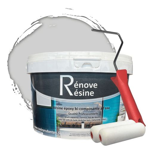 Peinture Résine multisupport Intérieur pour Faïence, Carrelage, Douche, Baignoire 5m² - RAL 7047 Telegris 4 + Kit d'application OFFERT