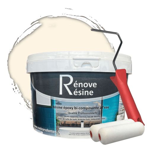 Peinture Résine multisupport Intérieur pour Faïence, Carrelage, Douche, Baignoire 5m² - RAL 9001 Blanc crème + Kit d'application OFFERT