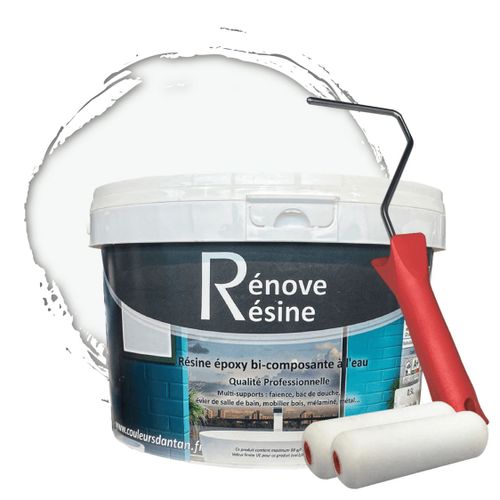Peinture Résine multisupport Intérieur pour Faïence, Carrelage, Douche, Baignoire 5m² - RAL 9016 Blanc signalisation + Kit d'application OFFERT