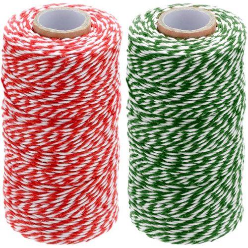 Ficelle Rouge Et Blanche En Coton 100m Corde Noël, Pour L'emballage Cadeaux, Bricolages, Décoration, Loisirs Créatifs (Rouge-Blanc + Vert-Blanc)