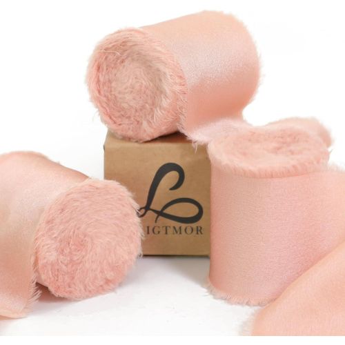 Ruban Satin Mousseline De Soie 13.5m X 3.8cm Cadeau Mariage Tissu Ruban Pour Emballage Cadeau Diy Décoration - Rose Gold