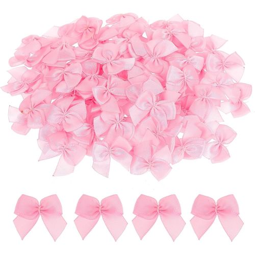 Lot De 100 Mini N?Uds En Ruban De Satin Rose De 2,5 Cm Pour Loisirs Créatifs, Couture, Emballage Cadeau, Mariage, Anniversaire, Noël, Scrapbooking