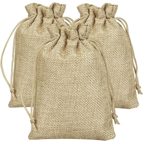 Lot de 10 sacs en toile de jute avec cordon de serrage - 15 x 20 cm - Grands sacs cadeaux en toile de jute - Pour calendrier de l'avent, bijoux, bricolage, cadeaux d'invités, mariage, Noël