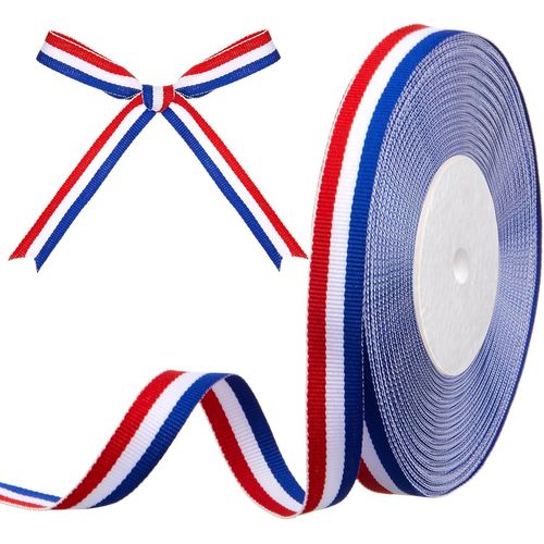 15 mm x 30 yards Ruban Bleu Blanc Rouge Drapeau Français Ruban Tricolore Bobine Décorative pour l'Artisanat Décoration DIY Emballa Cadeau Médaille Mariage Fête Nationale Supercoupe d'Europe