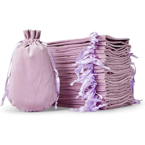 [25pcs] Sacs Cadeaux En Velours. Pochette Velvet De Luxe À Cordon Pour Les Cadeaux De Mariage, Les Bas De Noël, Les Bijoux, Violet, Velvet Bags Purple 13x20cm X25