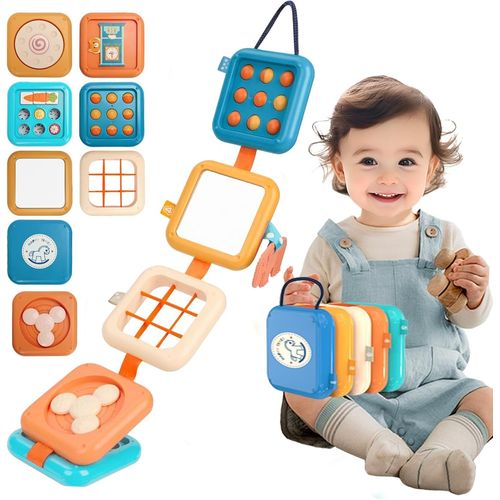 Cube D'activité pour Bébé 1 2 3 Ans, Busy Board Jouet Montessori, Sensoriels Jouets de Voyage en Avion Enfant, Activity d'apprentissage du Développement éducatif Jeux Enfants Cadeaux