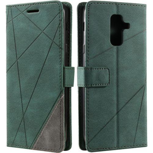 Kal-Coque Pour Galaxy A6 Plus 2018, Etui En Cuir Pu Portefeuille Housse Fermeture Magnétique Und Flip Pour Galaxy A6 Plus 2018, Avec Fermeture Magnétique, Vert