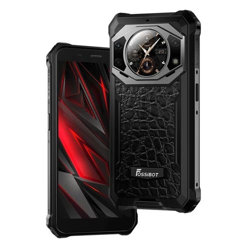 FOSSiBOT F101 Pro Téléphone Portable Incassable,15Go+128Go cuir noir