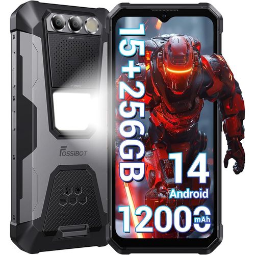 FOSSiBOT F106 Pro Téléphone Portable Incassable,12000mAh,15Go+256Go Noir