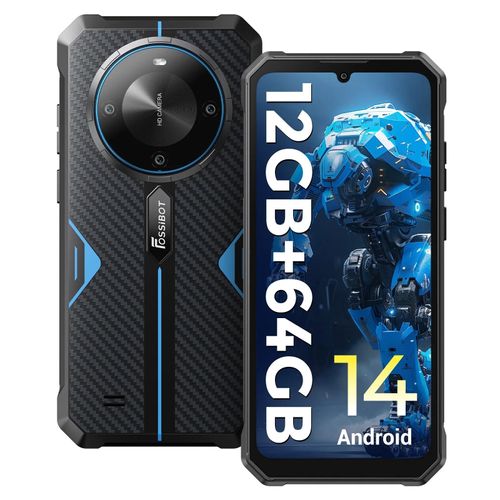 FOSSiBOT F105 Téléphone Portable Incassable,12(4+8) Go+64Go Bleu
