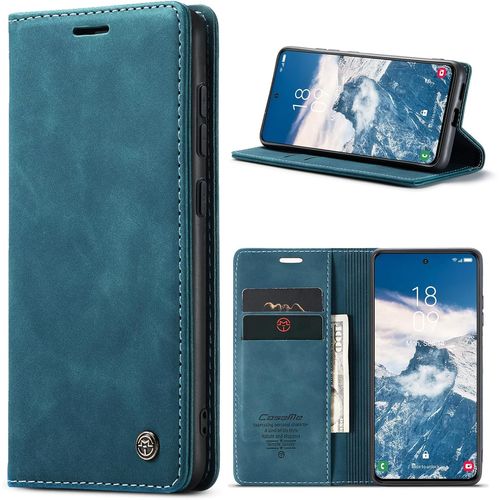 Kal-Coque Pour Samsung Galaxy S24 Fe 5g Premium Housse Cuir Protection Pochette Rabat Portefeuille Flip Case Porte Magnétique Coque Étui Pour Samsung Galaxy S24 Fe, Bleu Vert