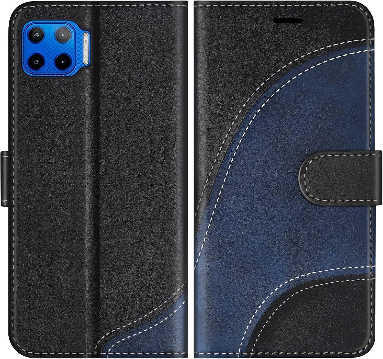 Kal-Coque Pour Moto G 5g Plus/Moto One 5g, Portefeuille Etui En Cuir Pu, Magnétique Protection Housse Coque Pour Moto G 5g Plus/Moto One 5g, Noir